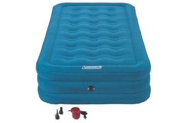 Image of Coleman Airbed Double High Dura Plus Air Mattress W/ 120V Pump Combo, Supports up to 300 lbs, Twin, Blue 2000018323