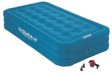 Image of Coleman Airbed Double High Dura Plus Air Mattress W/ 120V Pump Combo, Supports up to 300 lbs, Twin, Blue 2000018323