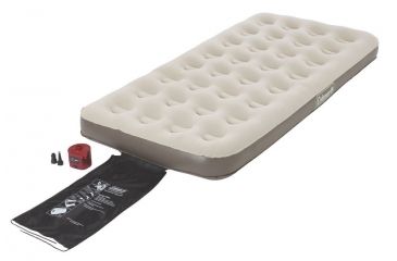 Image of Coleman Airbed Quickbed Plus Single High Air Mattress W/ 4D Pump Combo, Built in Storage, Supports up to 300 lbs, Twin, Tan 2000018357