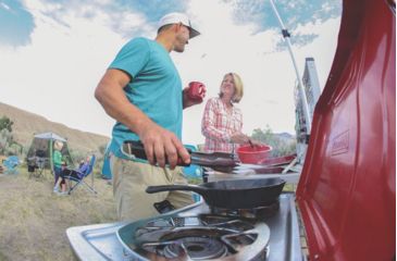 Image of Coleman Fyre Cadet 2-Burner Propane Camping Stove, Red 2000017462