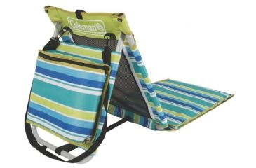 Image of Coleman Low Recline Beach Ground Mat, Built-In 8 Can Cooler, Weight Capacity 250 LB, Citrus Stripe, 26 x 21 x 26 in 2000019268