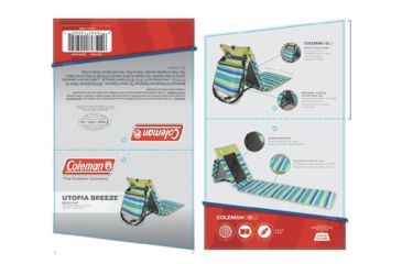 Image of Coleman Low Recline Beach Ground Mat, Built-In 8 Can Cooler, Weight Capacity 250 LB, Citrus Stripe, 26 x 21 x 26 in 2000019268