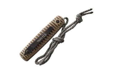 Image of Colonial Auto Ranger Button Lock Automatic Folding Knives 2.75in, Black Oxide Coated Partially Serrated Stainless Tanto Blade, Tan Grooved Polymer Handle, COL110