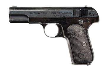 Image of Colt 1903 Pistol, .32 ACP, 3.75 in barrel, blued finish steel frame, black checkered rubber grip, blowback operated semi-auto, fixed blade and notch, type ii, 8 round magazine, 1903-2-FRRMPG