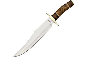 Image of Colt Bandit Bowie Fixed Blade Knife, 9.875in, Long Clip Point, Round Stag/Brown Leather Stacked Handle CT823