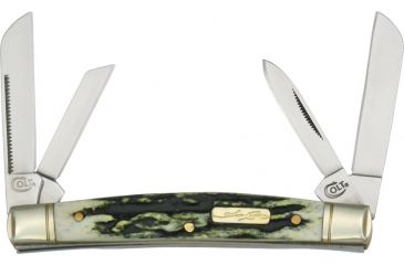 Image of Colt Congress Black Stag Bone Folding Knife,Twin Sheepsfoot/Pen/Coping Blade, Stag Bone Handle CT240
