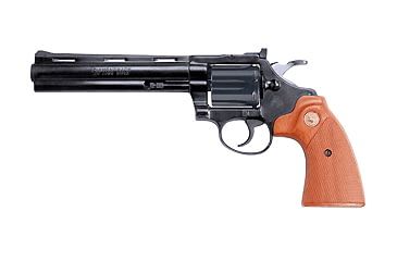 Image of Colt Diamondback Revolver, .22 Long Rifle, 6 in barrel, blued steel frame, checkered walnut w/medallion grip, revolving chamber, blade front, adjustable rear, 6 round cylinder, DMBK-22-4-FRRMPG