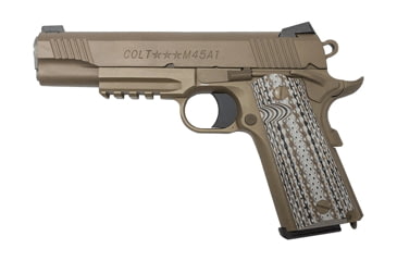 Image of Colt M45A1 Marine Pistol Pistol, .45 ACP, 5 in barrel, stainless steel frame, Desert Tan G10 grip, recoil operated semi-automatic, Novak 3-dot, 7 round magazine, M45A1 MP-1-FRRMPG