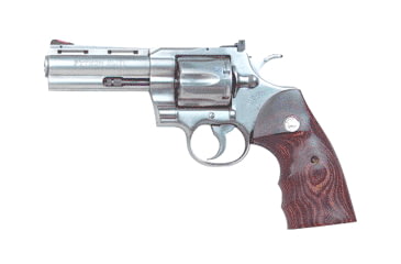 Image of Colt Python Elite Revolver, .357 Magnum, 4 in barrel, stainless steel frame, walnut grip, revolving chamber, red ramp front, adj. white outline rear, 6 round cylinder, Python Elite-1-FRRMPG
