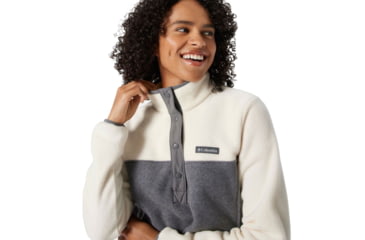 Image of Columbia Benton Springs Half Snap Fleece Pullover - Womens, City Grey Heather/Chalk, Large, 1860991023CityGryHth,ChalkL
