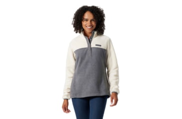 Image of Columbia Benton Springs Half Snap Fleece Pullover - Womens, City Grey Heather/Chalk, Large, 1860991023CityGryHth,ChalkL