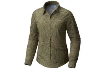 Image of Columbia Featherweight Hike W Long Sleeve Shirt - Womens, Cypress Topo Print, Gravel, L 1773431316L