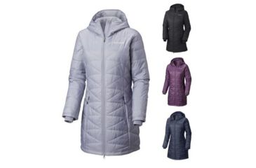 Image of Columbia Mighty Lite Hooded Jacket - Womens, Astral, Black, Dark Plum, Nocturnal