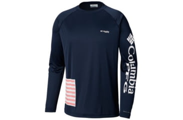 Image of Columbia PFG Fish Series Terminal Tackle Long Sleeve - Mens, Coll Navy/US Flag Graphic, Large, 1792691465-L