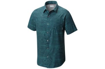 Image of Columbia Pilsner Peak Print Mens Short Sleeve Shirt - Mens, Poseidon, Woodgrain, L 1654252343L