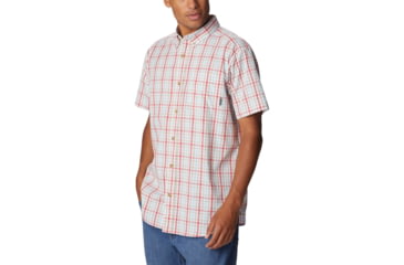 Image of Columbia Rapid Rivers II Short Sleeve Shirt - Men's, Sunset Red Multi Gingham, Extra Large, 1577671687SstRdMltGnghXL
