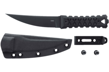 Image of Columbia River Knife &amp; Tool HZ4, Fixed Blade Knife, 4.76" Trailing Point Blade, SK-5 Blade Steel, 8.88" Overall Length, Titanium Nitride Finish, Black, Black G10 Grips, Includes Sheath, 2924