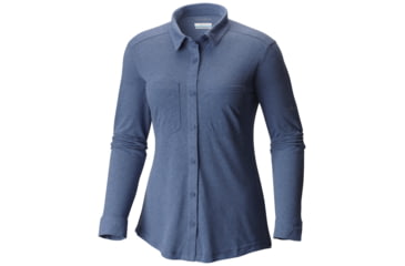 Image of Columbia Saturday Trail Knit Long Sleeve Shirt - Women's-Bluebell Heather-X-Small