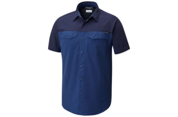 Image of Columbia Silver Ridge Blocked Short Sleeve Shirt - Mens, Carbon, Collegiate Navy, M 1768771469M