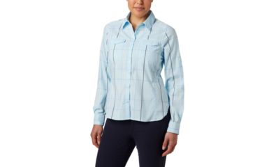 Image of Columbia Silver Ridge Lite Plaid Long Sleeve Shirt - Womens, Pale Blue Large Plaid, Medium, 1710561470-M