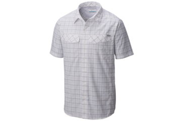 Image of Columbia Silver Ridge Multi Plaid Short Sleeve Shirt - Men's -White Dobby Plaid-Medium