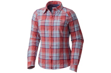 Image of Columbia Silver Ridge Plaid Long Sleeve Shirt - Women's-Red Camellia Do-X-Large