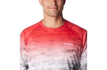 Image of Columbia Super Terminal Tackle Long Sleeve Shirt - Mens, Red Spark Deepsea Fade, M, 1709431-695-M