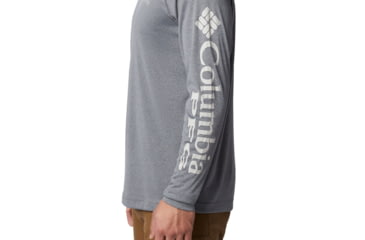 Image of Columbia Terminal Tackle Heather Long Sleeve Shirt - Mens, Charcoal Hthr, Cool Grey Logo, Small, 170942-030-S