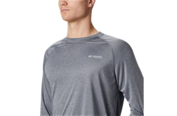 Image of Columbia Terminal Tackle Heather Long Sleeve Shirt - Mens, Charcoal Hthr, Cool Grey Logo, Small, 170942-030-S