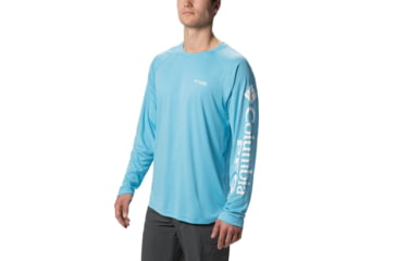 Image of Columbia Terminal Tackle Heather Long Sleeve Shirt - Mens, Riptide Hthr, White Logo, Small, 170942-463-S
