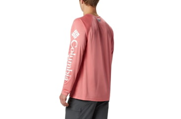 Image of Columbia Terminal Tackle Heather Long Sleeve Shirt - Mens, Sunset Red Hthr, White Logo, Small, 170942-683-S