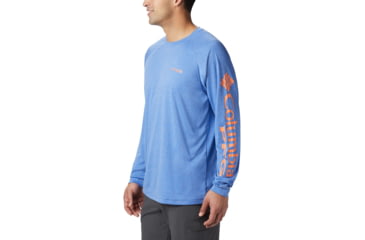 Image of Columbia Terminal Tackle Heather Long Sleeve Shirt - Mens, Vivid Blue Hthr, Jupiter Logo, 2XL, 170942-487-XXL