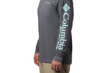 Image of Columbia Terminal Tackle Heather LS Shirt - Mens, Black Heather, Gulf Stream Logo, Large, 1709421010-L