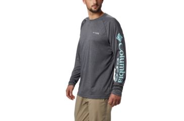 Image of Columbia Terminal Tackle Heather LS Shirt - Mens, Black Heather, Gulf Stream Logo, Large, 1709421010-L