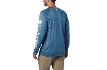 Image of Columbia Terminal Tackle Heather LS Shirt - Mens, Dark Turquoise Heather, White Logo, Small, 1709421435-S