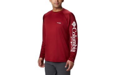 Image of Columbia Terminal Tackle Long Sleeve Shirt - Mens, Beet, White Logo, 2XL, Long Inseam, 138826-607-2XT