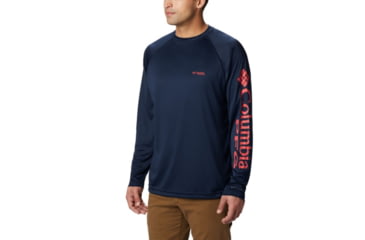 Image of Columbia Terminal Tackle Long Sleeve Shirt - Men's, Collegiate Navy, Sunset Red Lo, 2XL Waist, Long Inseam, 138826-467-2XT