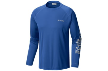 Image of Columbia Terminal Tackle Long Sleeve Shirt - Men's, Vivid Blue, Cool Grey Logo, 2XL Waist, Long Inseam, 138826-488-2XT