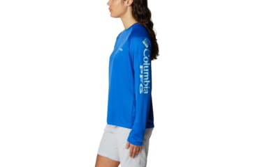 Image of Columbia Tidal Tee II Long Sleeve Shirt - Womens, Blue Macaw/Gulf Stream Logo, 2XL, 1577661408BlMcwGfStrmLg2L