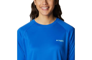 Image of Columbia Tidal Tee II Long Sleeve Shirt - Womens, Blue Macaw/Gulf Stream Logo, 2XL, 1577661408BlMcwGfStrmLg2L