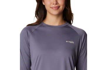 Image of Columbia Tidal Tee II Long Sleeve Shirt - Women's, Granite Purple/Stone Logo, 2XL, 1577661518GrntPrplStnLg2L
