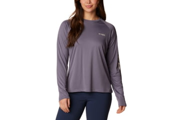 Image of Columbia Tidal Tee II Long Sleeve Shirt - Womens, Granite Purple/Stone Logo, 2XL, 1577661518GrntPrplStnLg2L