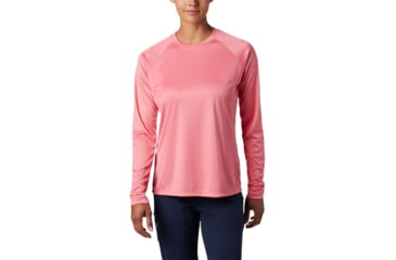 Image of Columbia Tidal Tee II Long Sleeve Shirt - Women's, Lollipop/White Logo, Extra Small, 1577661675Llpp,WhtLgXS