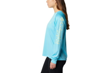 Image of Columbia Tidal Tee II Long Sleeve Shirt - Womens, Opal Blue/Key West Logo, Medium, 1577661448OplBl,KyWstLgM