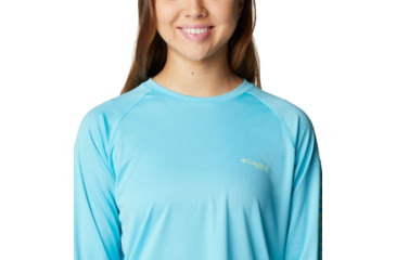 Image of Columbia Tidal Tee II Long Sleeve Shirt - Women's, Opal Blue/Key West Logo, Medium, 1577661448OplBl,KyWstLgM