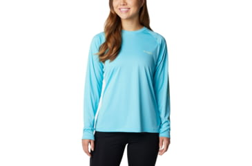 Image of Columbia Tidal Tee II Long Sleeve Shirt - Womens, Opal Blue/Key West Logo, Medium, 1577661448OplBl,KyWstLgM