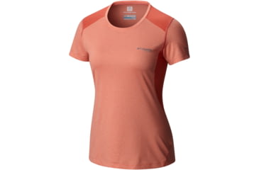 Image of Columbia Titan Ice Short Sleeve Shirt - Women's-Lychee Heather/Coral-Medium