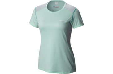 Image of Columbia Titan Ice Short Sleeve Shirt - Women's-Sea Ice Heather/Teal-Small