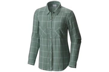 Image of Columbia Trail On Long Sleeve Shirt - Women's-Dusty Green Plaid-Small