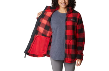 Image of Columbia West Bend Full Zip Fleece Jacket - Womens, Red Lily Check Print, Large, 1939901658RdLyChckPrtL